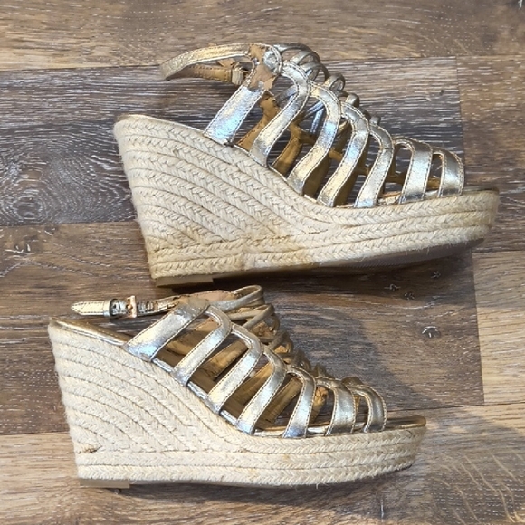 Limelight Metallic Gold Wedge Sandals - Picture 4 of 6